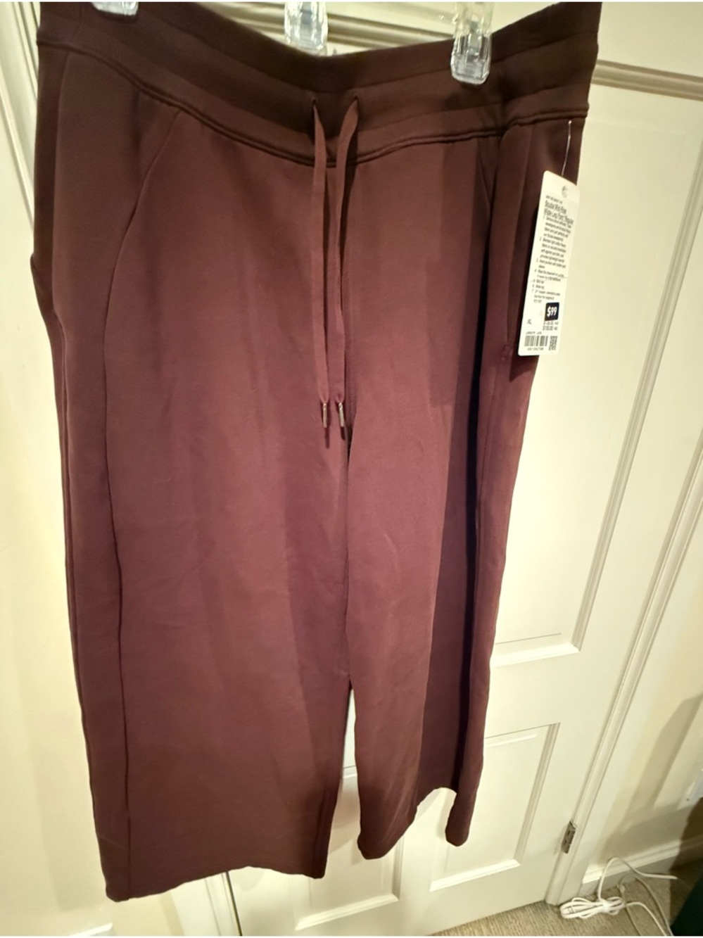 NWT Women's Brown Lava Cake Drawstring Scuba Mid Rise Wide-Leg Pants XL